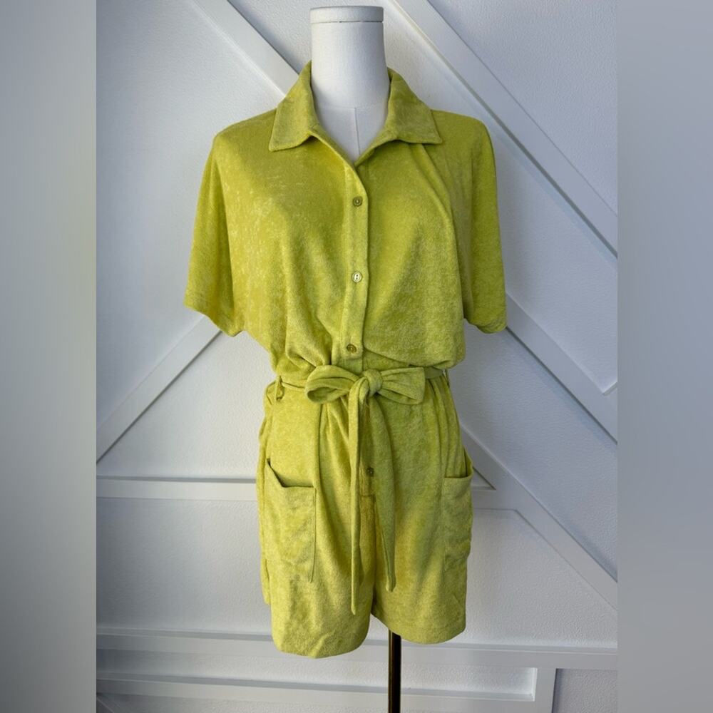 NWT Andie Swim Terry Button-Up Short Romper Honeysuckle Swim Cover Size Small